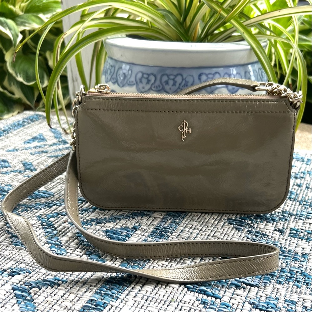 Cole Haan Patent Leather Crossbody Bag Tan Good Condition
